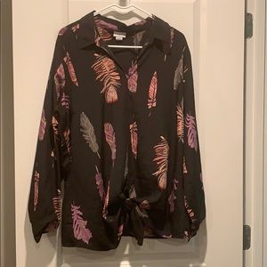 Feather Front Tie XXL Blouse
